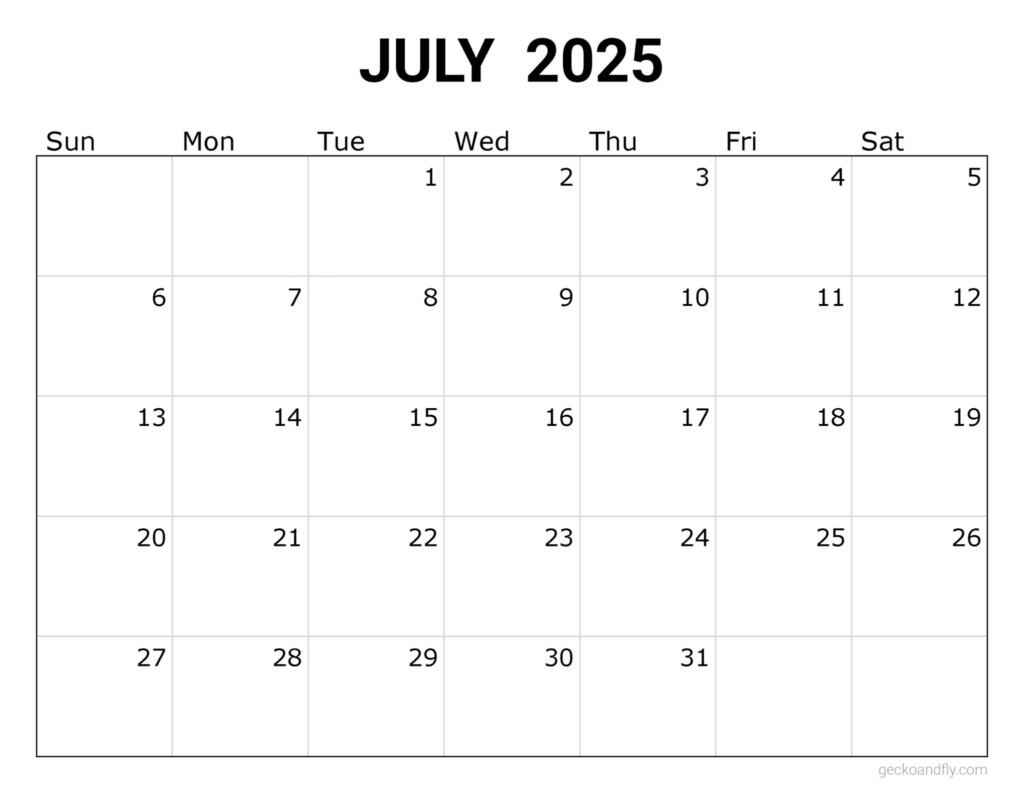 12 Free Printable 2025 Monthly Calendars Simple Minimalist Style