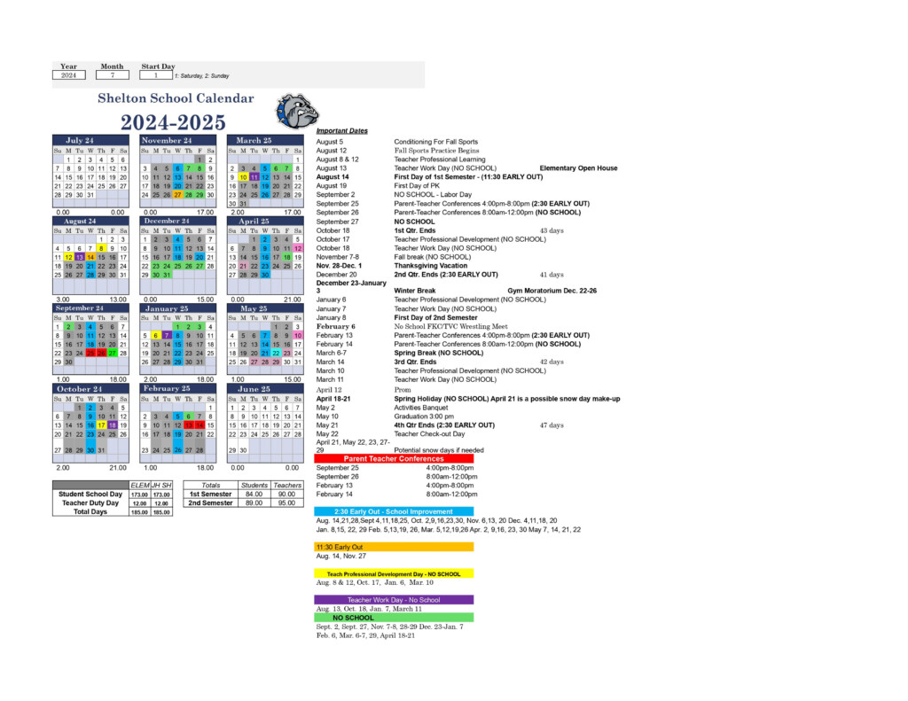 2024 2025 Calendar Shelton Public Schools
