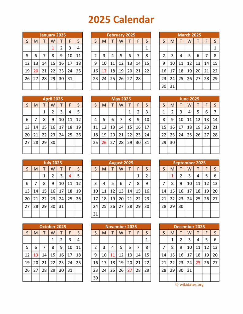 2025 1 Year Calendar Javier S Hipp