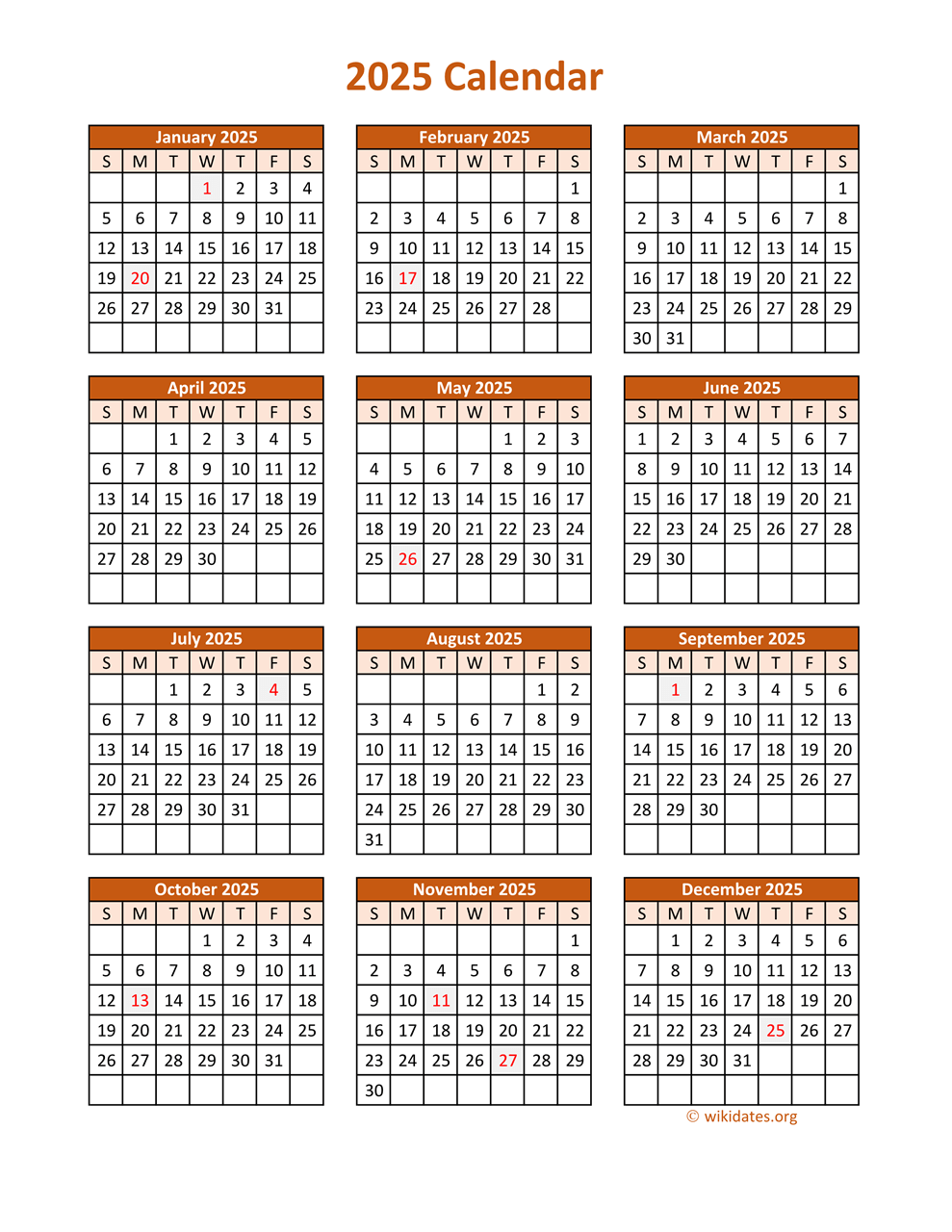 2025 1 Year Calendar Javier S Hipp