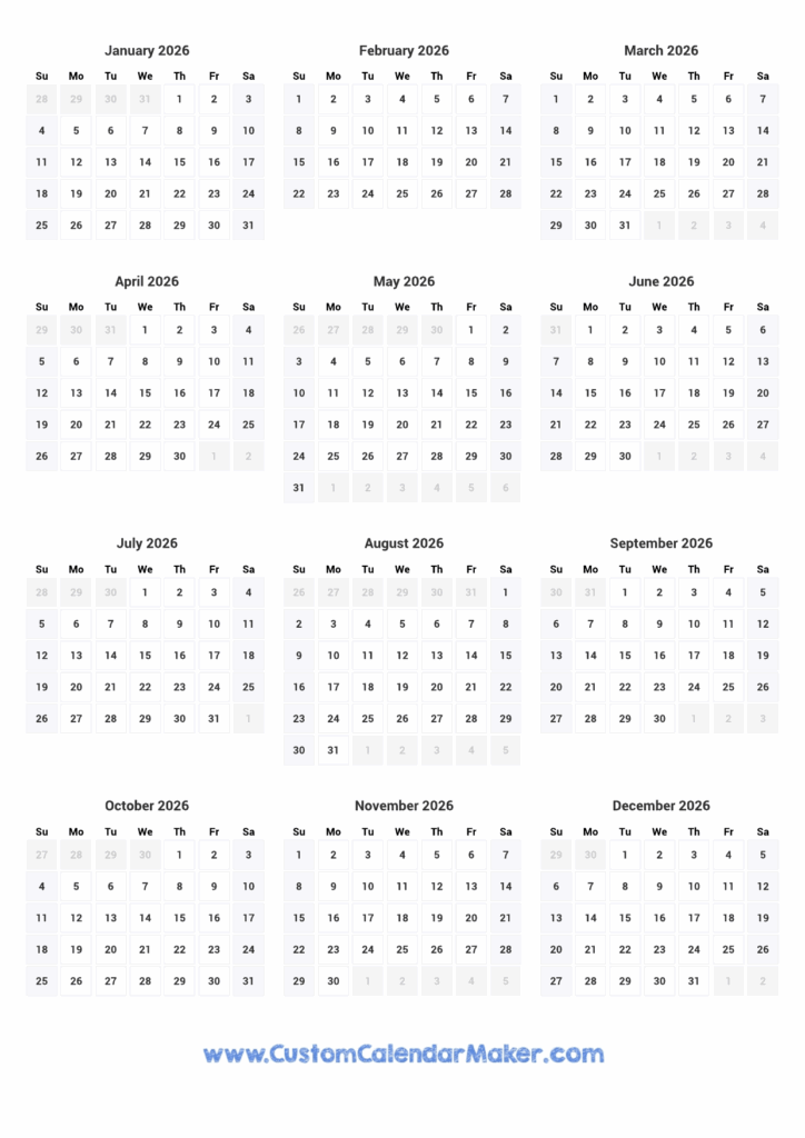 2025 2026 Calendar At A Glance Printable Check Coleen C Munson