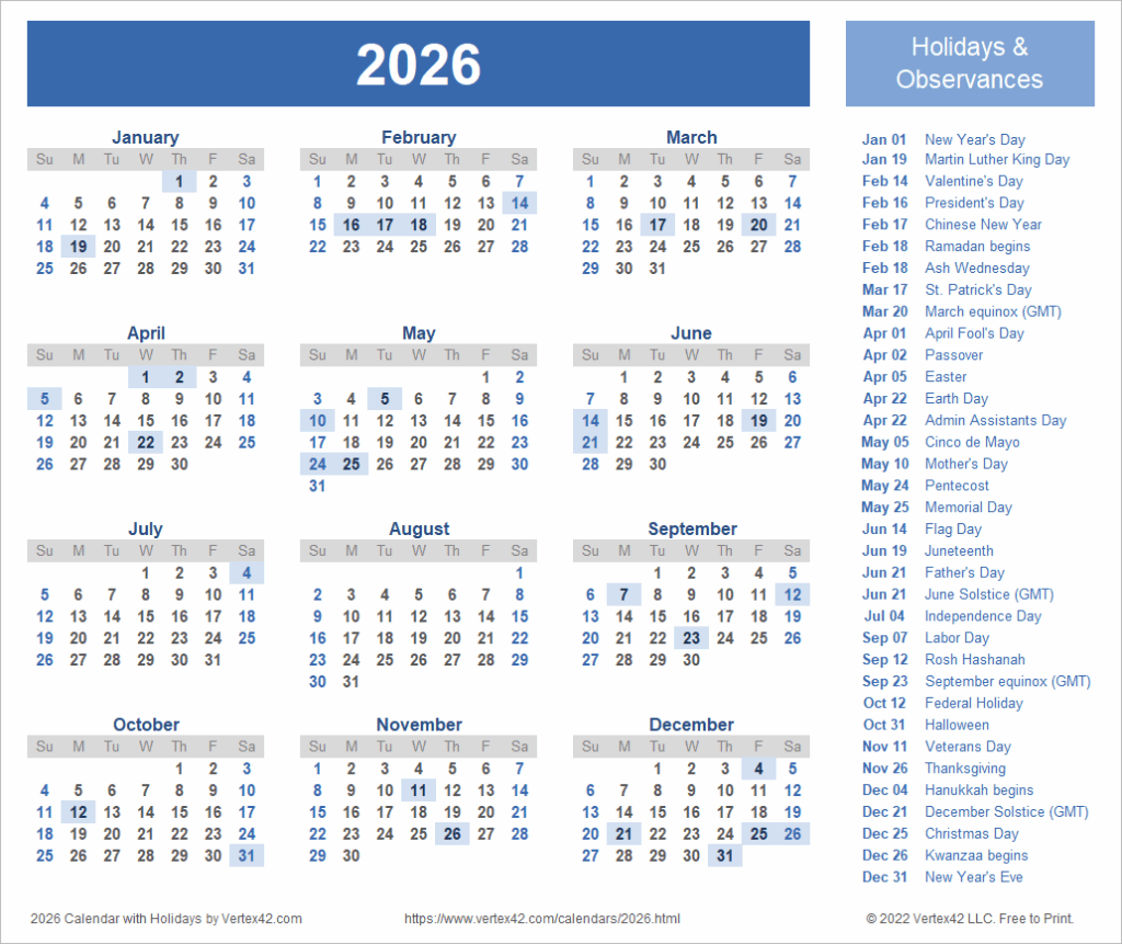 2025 2026 Minthly Calendar Jonathan Cai