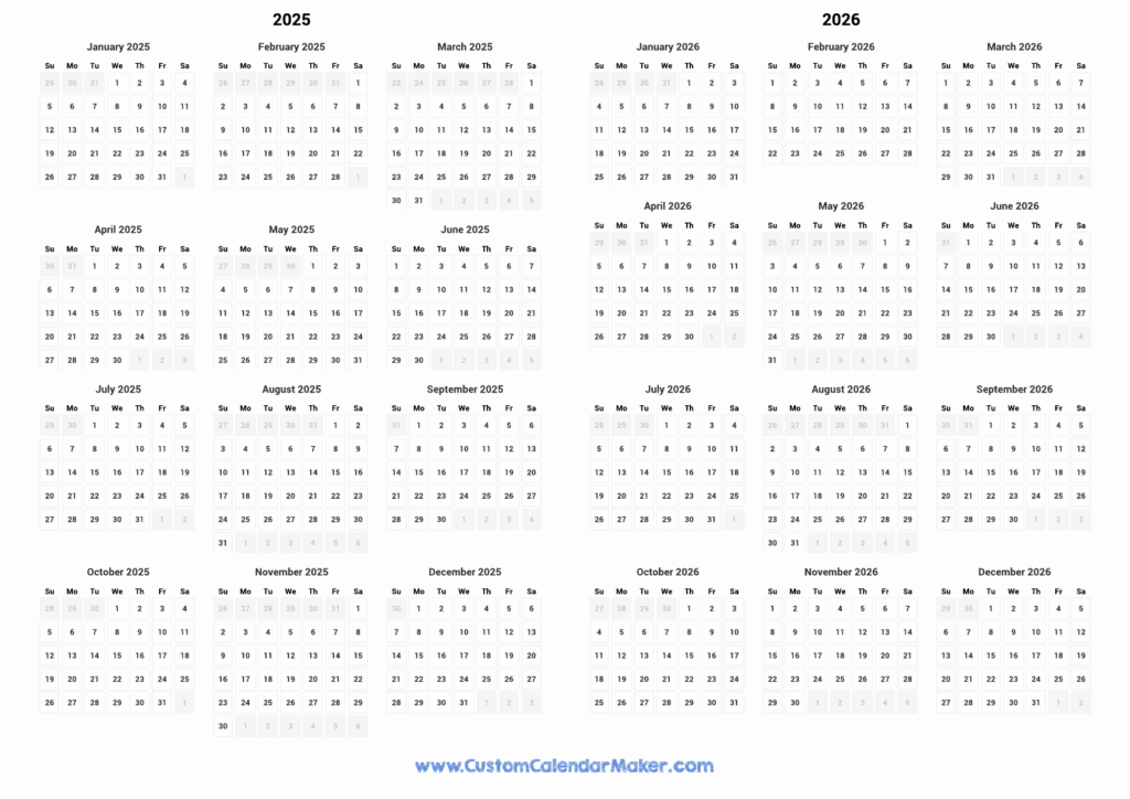 2025 2026 Printable Calendar Free Full Page Word Lily Barclay