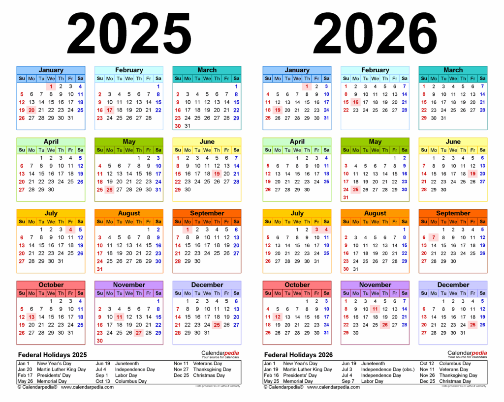 2025 2026 Two Year Calendar Free Printable PDF Templates Web Page 