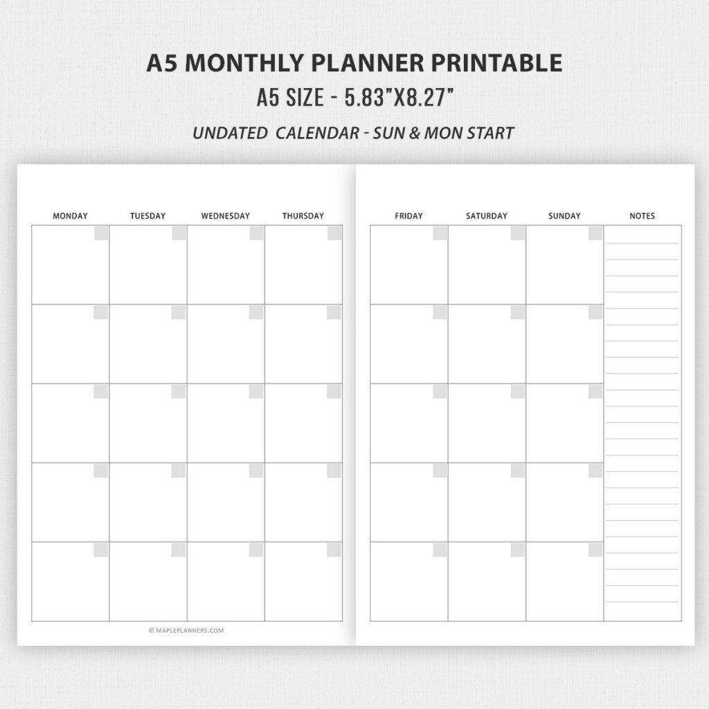 2025 A5 Calendar Printable Mia P Wilson