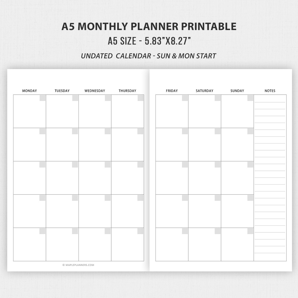 2025 A5 Calendar Printable Mia P Wilson