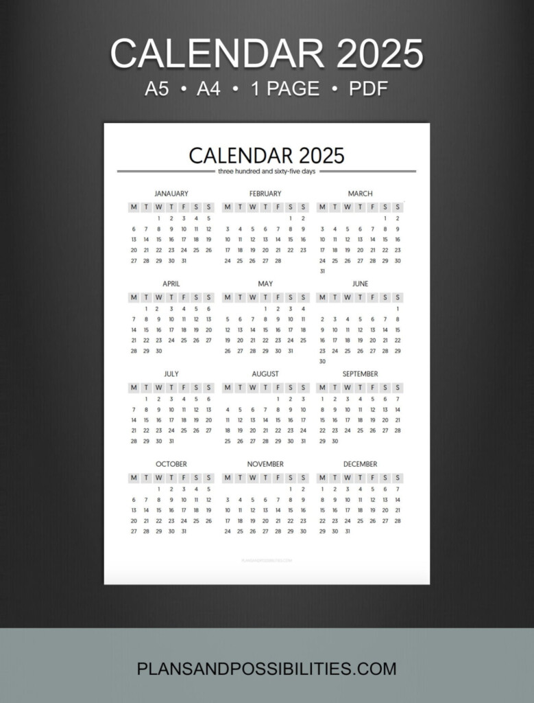 2025 A5 Calendar Printable Mia P Wilson