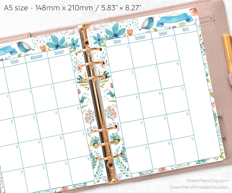 2025 A5 Calendar Printable Mia P Wilson