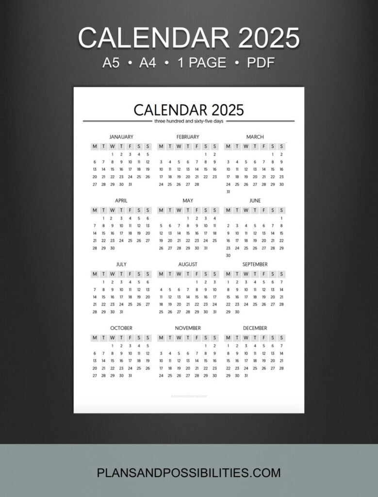 2025 A5 Calendar Printable Mia P Wilson