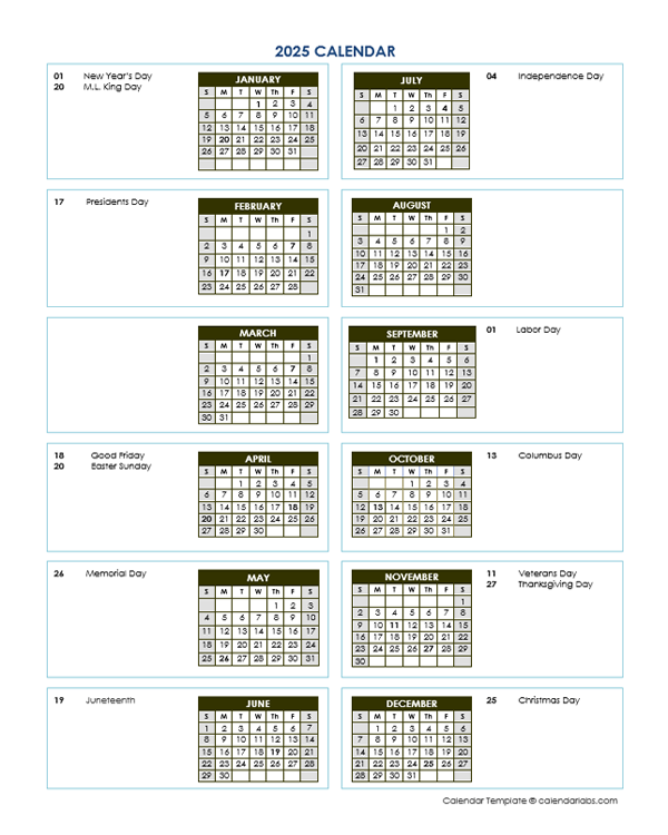 2025 Annual Calendar Editable Printable Tresa Harriott