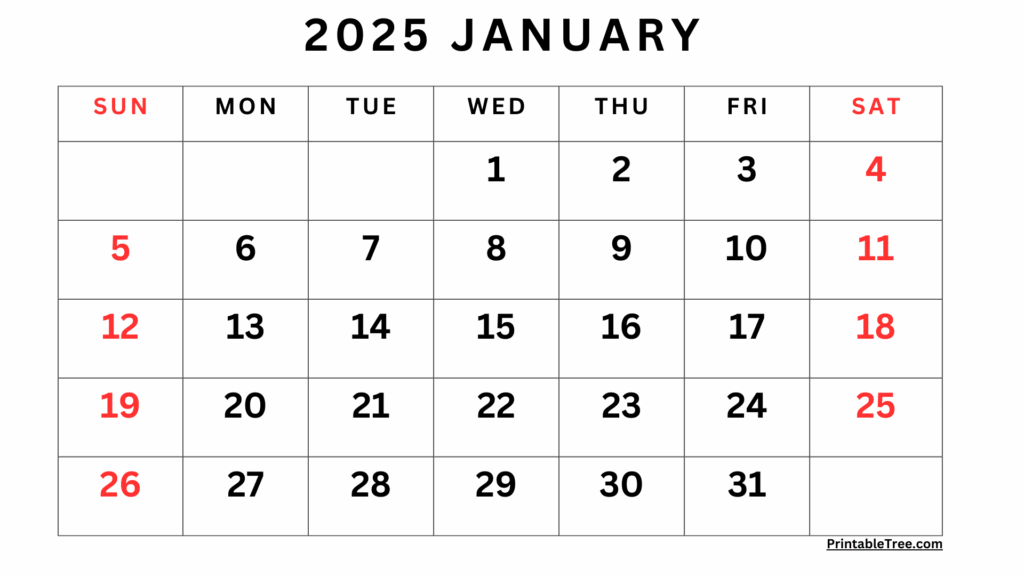 2025 Blank Calendar January 2025 Holidays Printable Ted Elizabeth