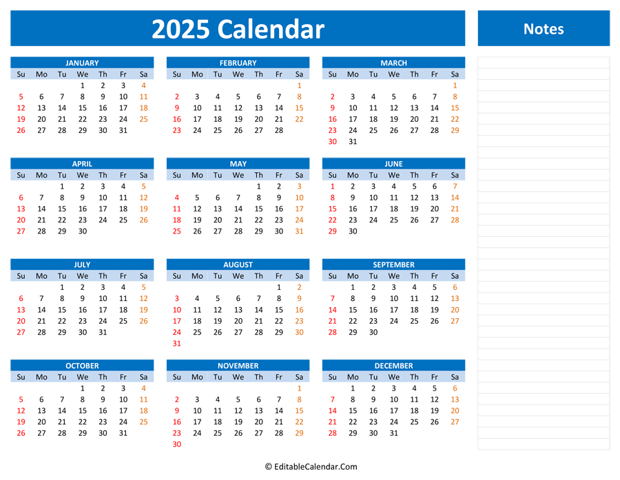 2025 Blank Calendar Printable Pdf Word Free Sofia L Newman