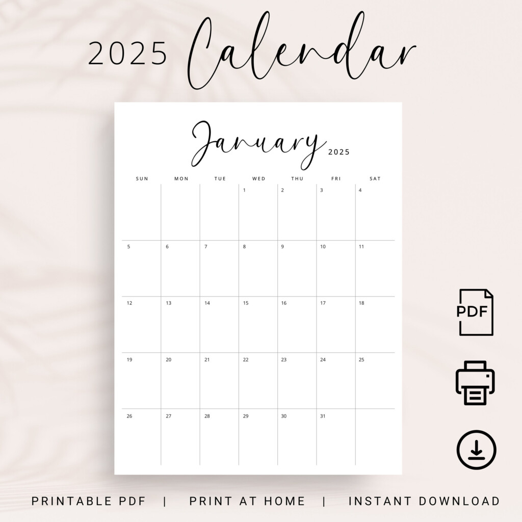 2025 Calendar 2025 Monthly Planner Printable 2025 Vertical Monthly 