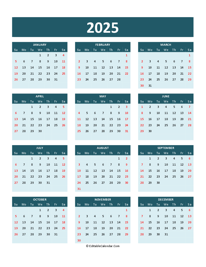 2025 Calendar A Comprehensive Guide To An Editable Template Design