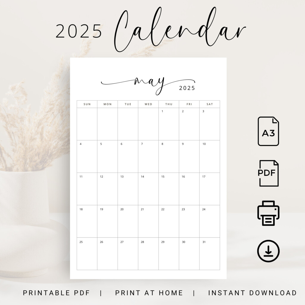2025 Calendar A3 2025 Planner A3 Monthly Calendar Vertical 2025 