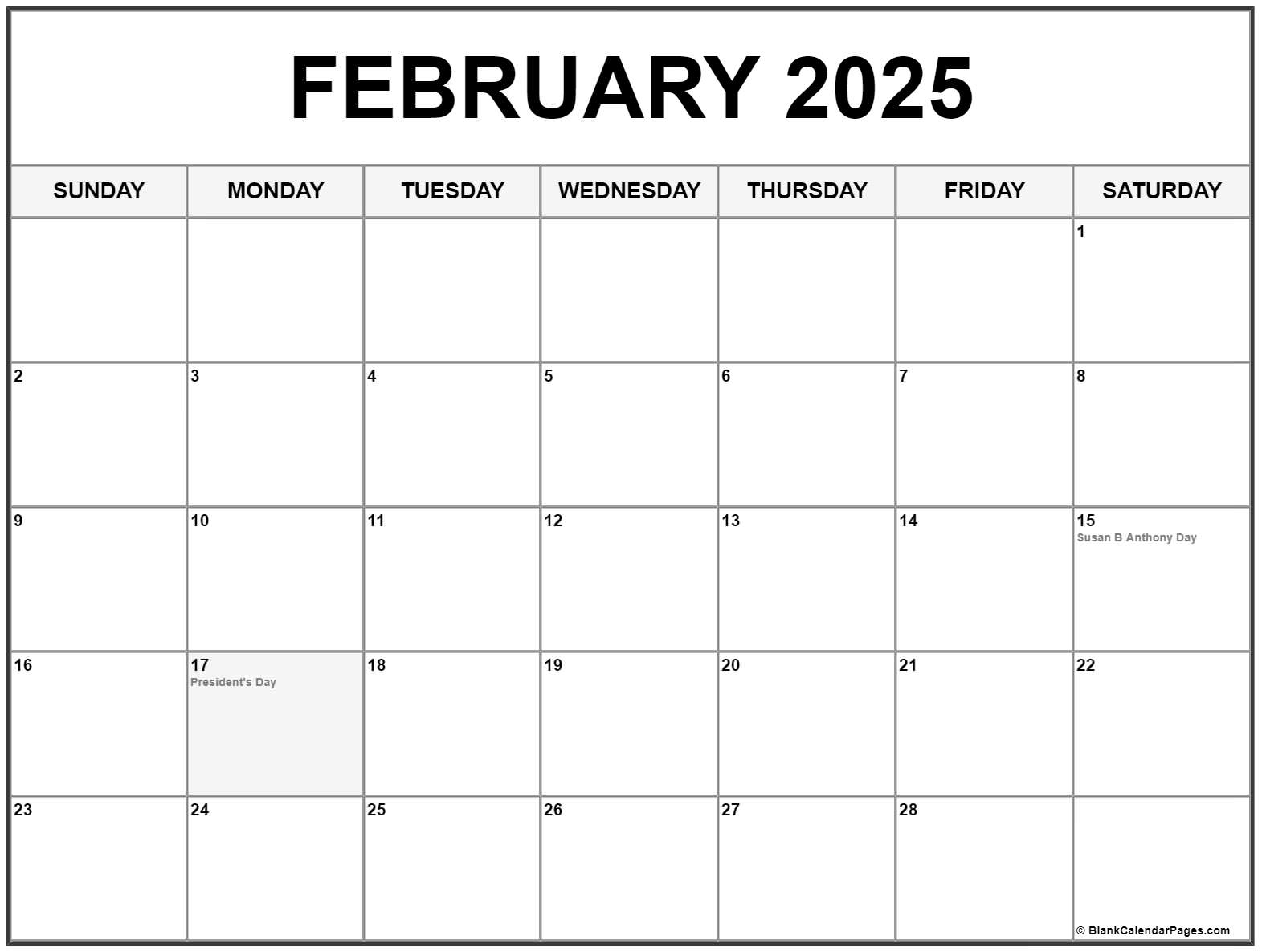 2025 Calendar February With Holidays Kay Adaline