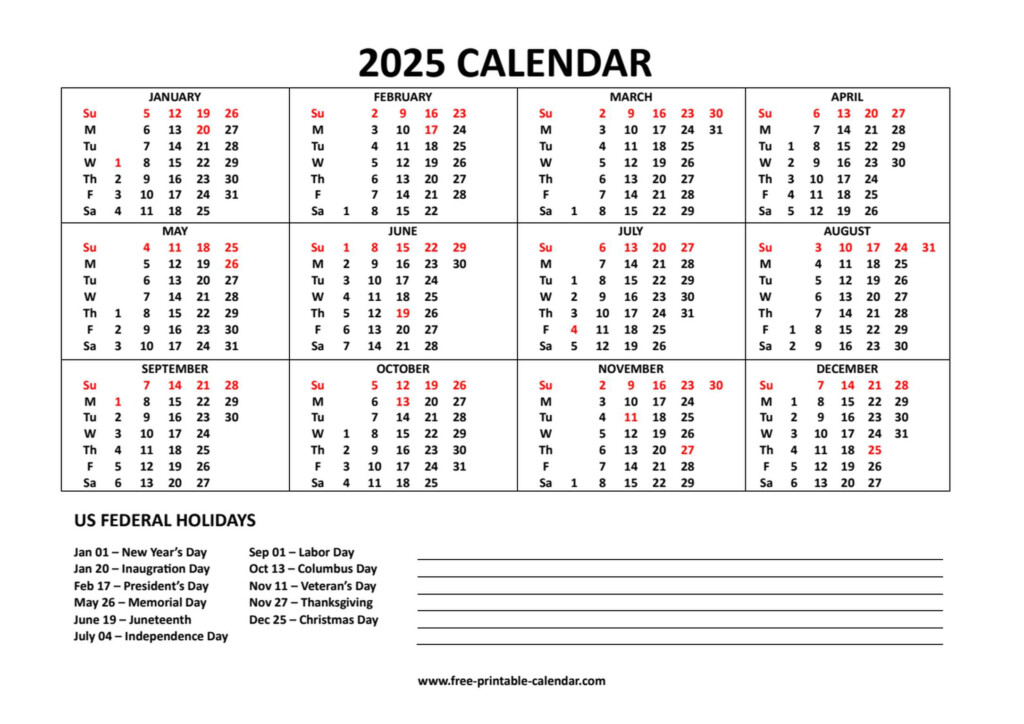 2025 Calendar Free Printable Calendar