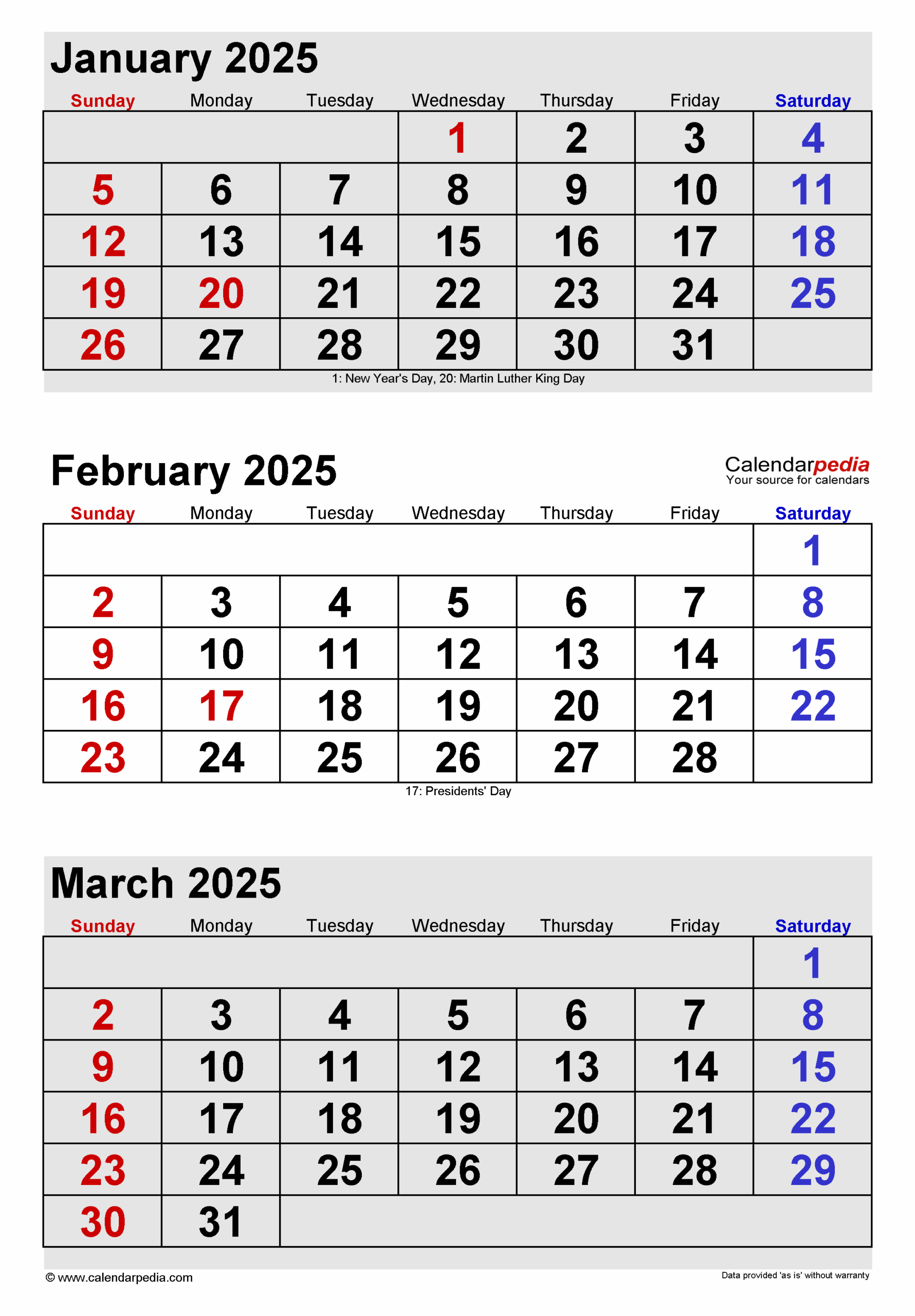 2025 Calendar January February March Schedule Pdf Download Ismael Lavoie