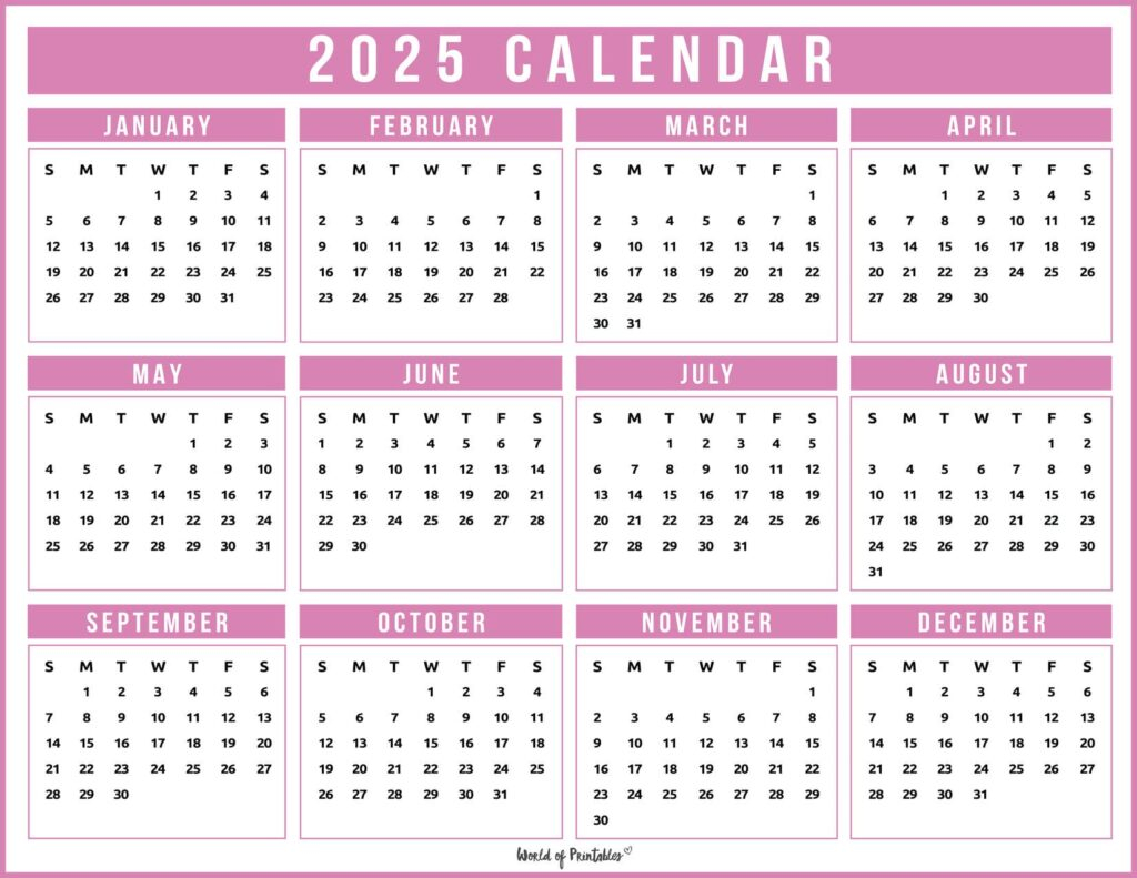 2025 Calendar Pink Babs Marian