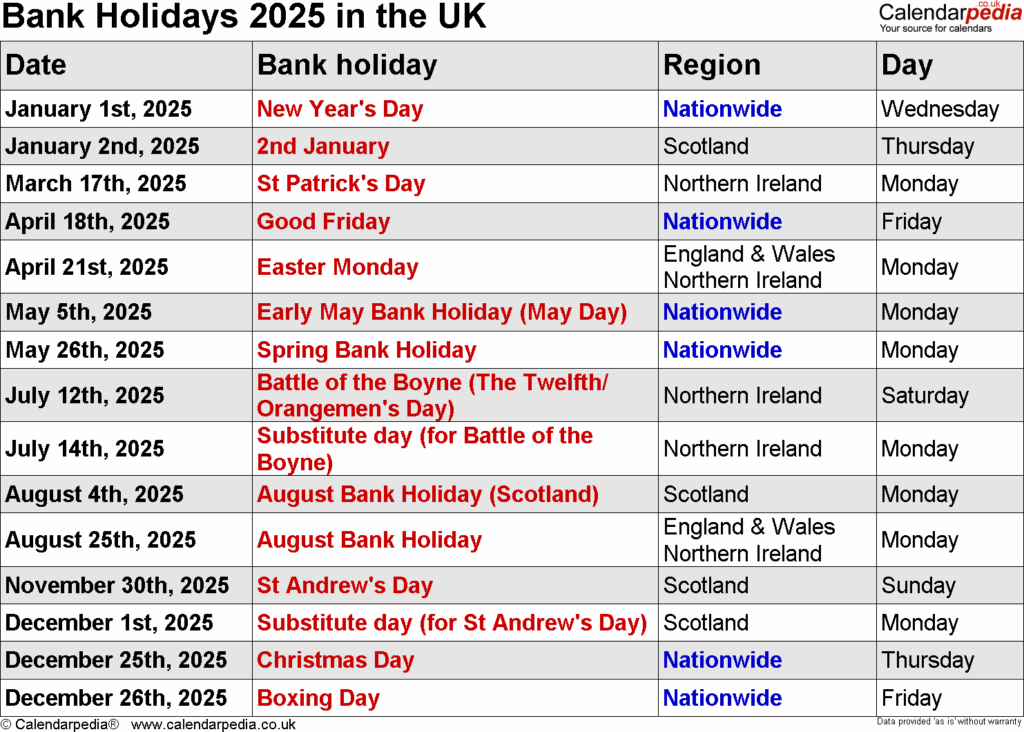 2025 Calendar Printable With Holidays Uk Alberta A Araiza