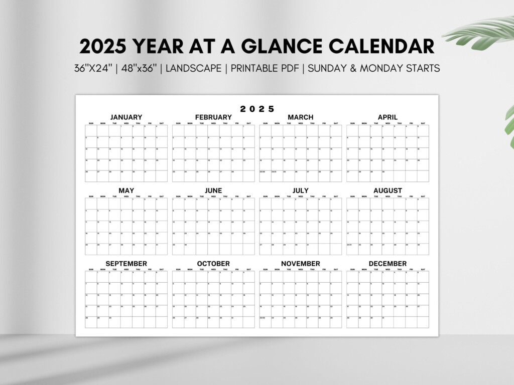 2025 Calendar Printable Year At A Glance