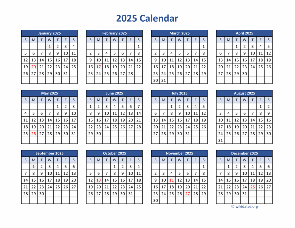 2025 Calendar With Holidays Printable Pdf Free Template Amalie W Bach