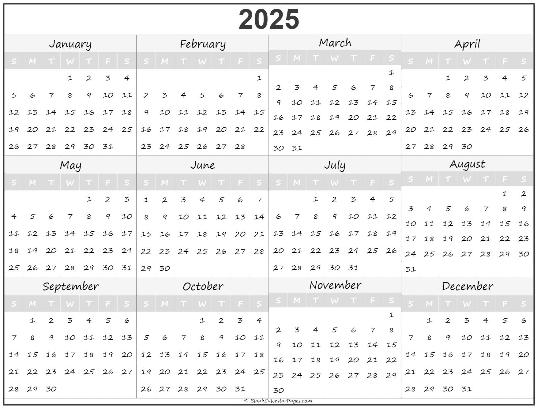2025 Calendar Year Printable Free Allan Z Davenport