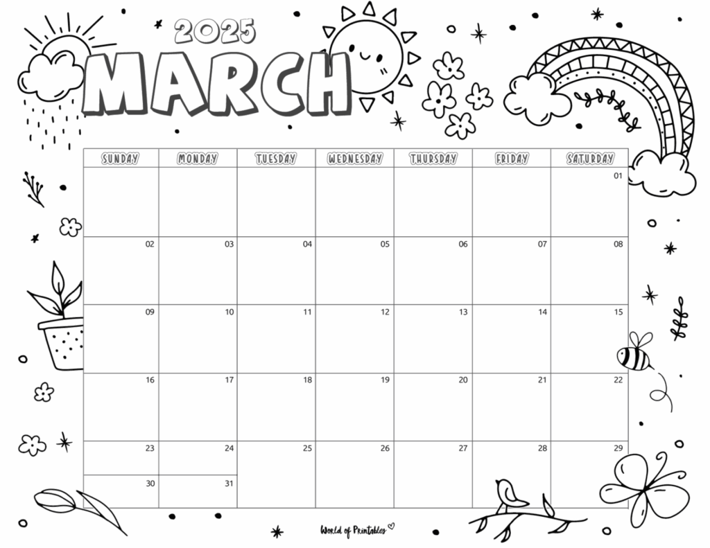 2025 Coloring Calendar Free Printables World Of Printables
