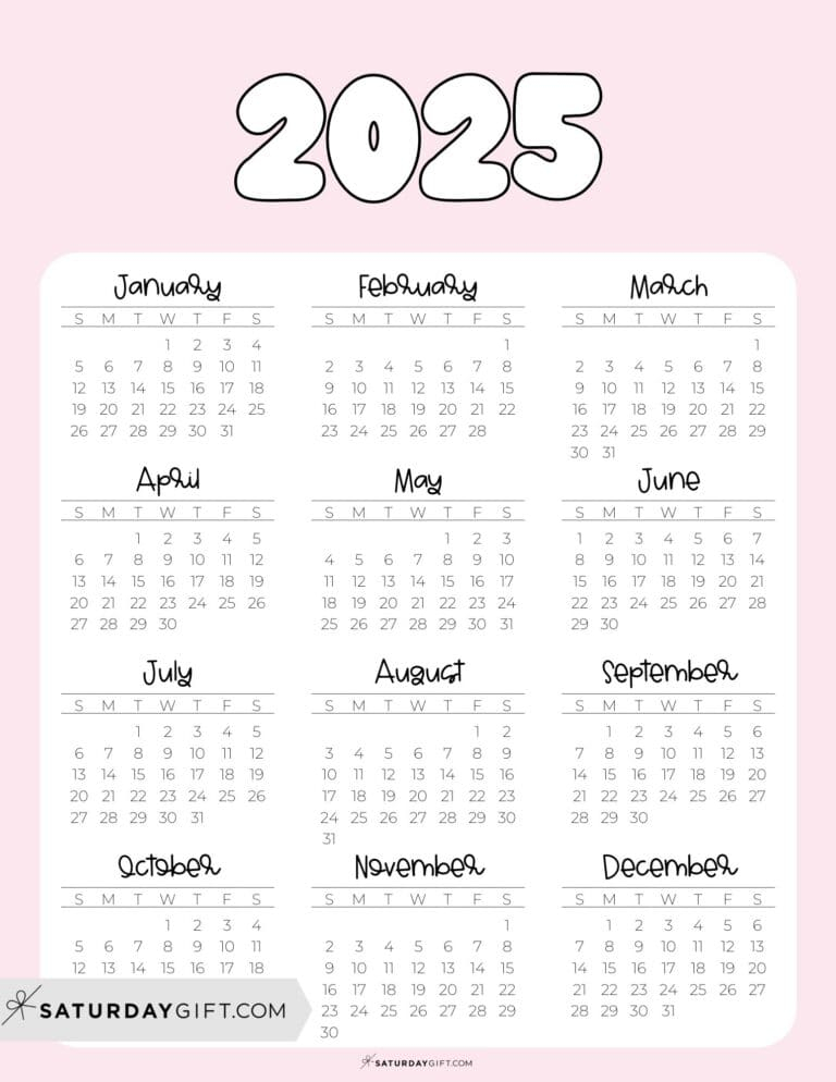 2025 Cute Calendar On A Page Lucia Grace