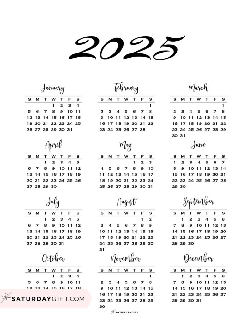 2025 Cute Calendar On A Page Rebecca J Dam