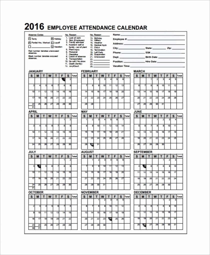 2025 Employee Attendance Calendar Free Fred E Mann