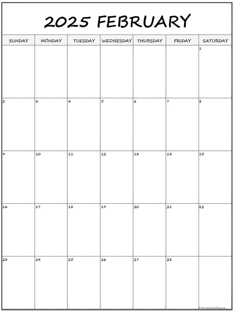 2025 February Blank Calendar Printable Free Online Belinda R Dees