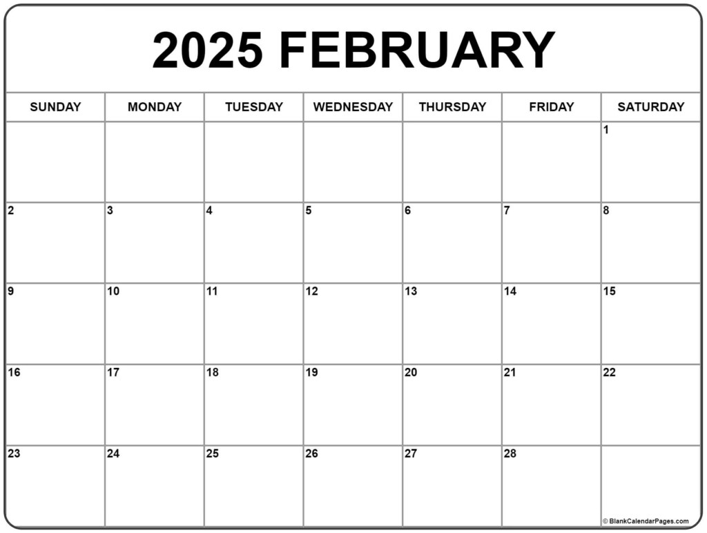 2025 February Calendar Blank Free Andrea N Kristiansen