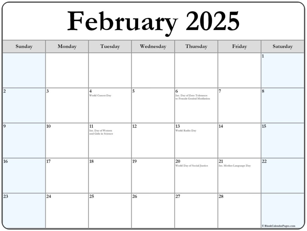 2025 February Calendar Printable With Holidays 2025 2025 Calendar 