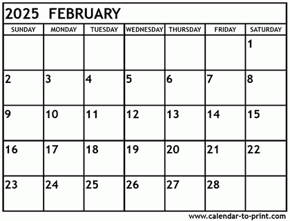 2025 February Calendar To Print Free Monthly Calendars Donna A 