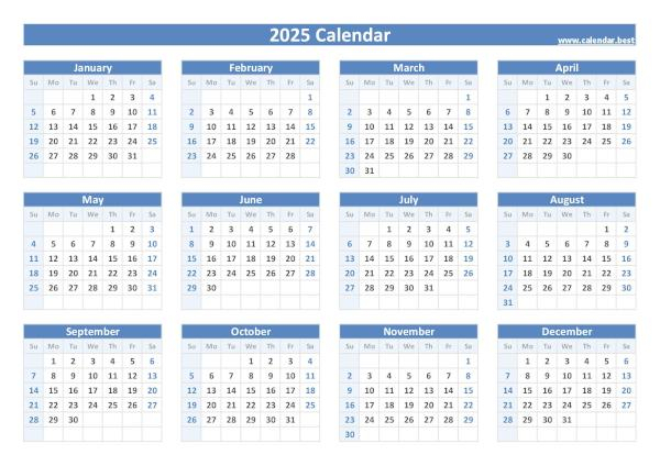 2025 Free Printable Calendar Landscape Pdf Alfred S Bech