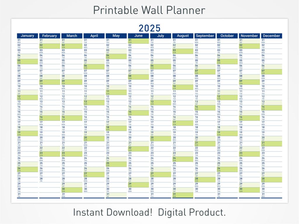 2025 Full Year Wall Calendar Printable Leonard Hart