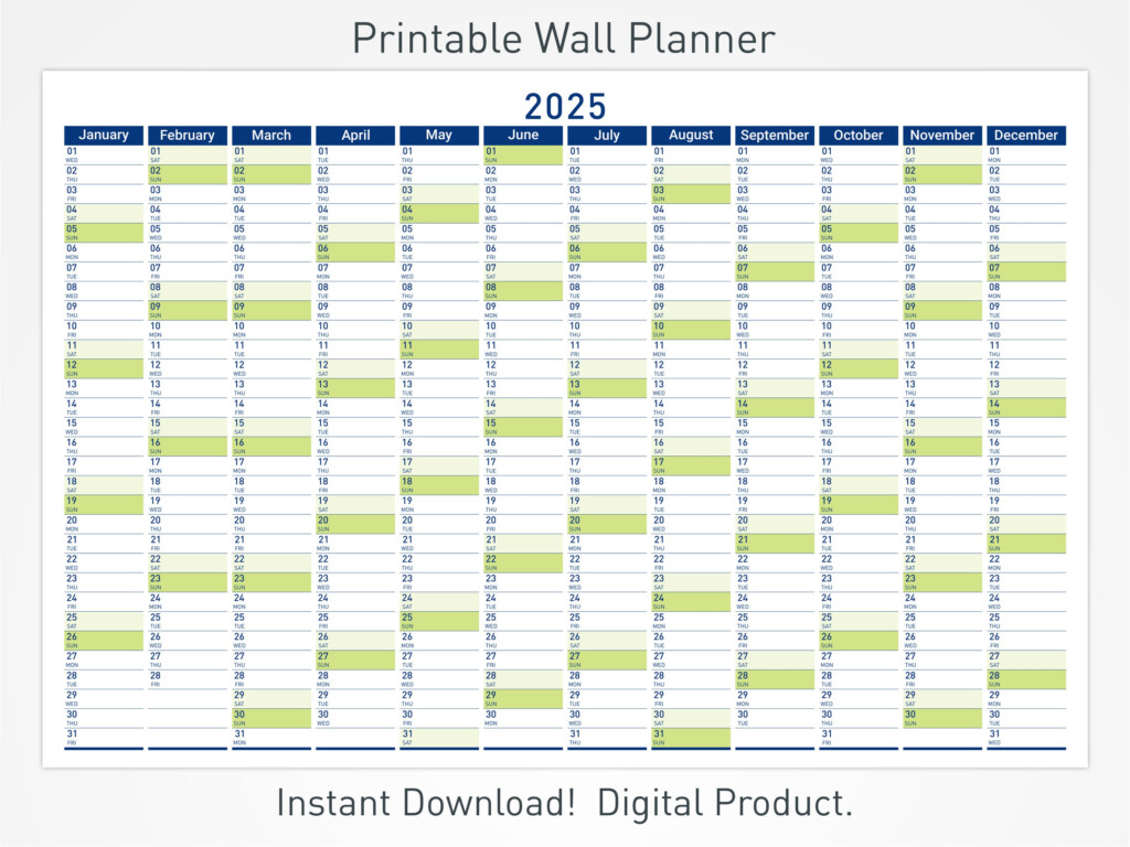 2025 Full Year Wall Calendar Printable Leonard Hart