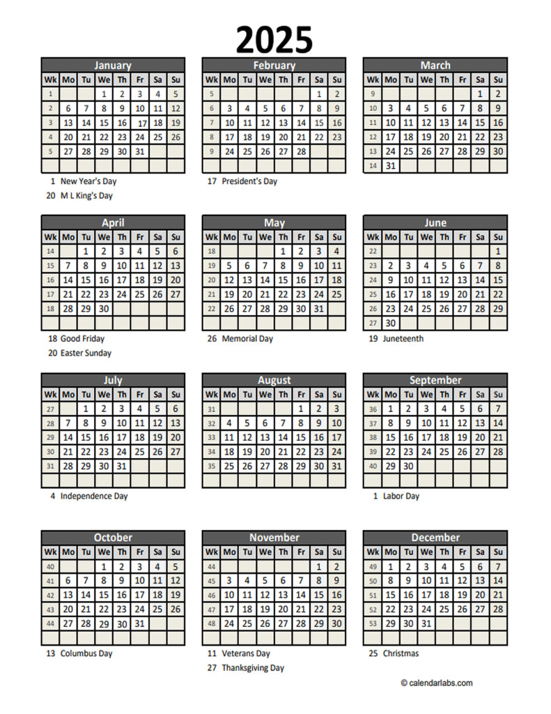 2025 Holiday Calendar Excel Spreadsheet Online Taj A Braddon