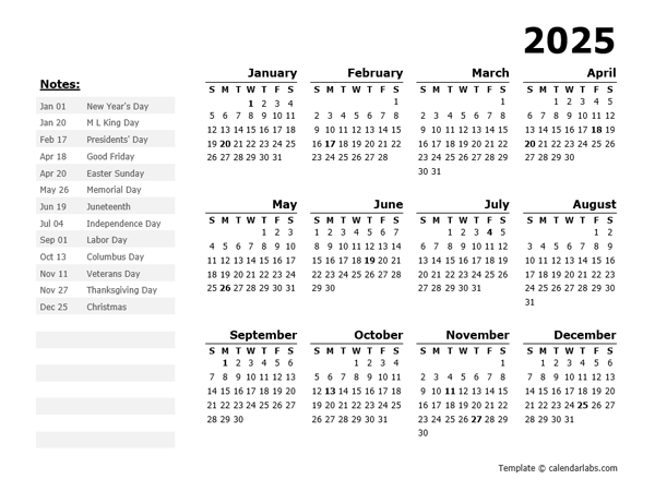 2025 Holiday Calendar Pdf 2025 Megen Alvinia