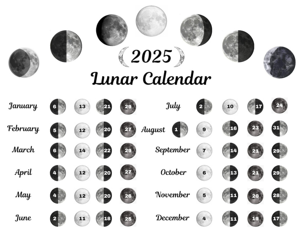 2025 Lunar Calendar Printable Free Templateswise Paloma Grace