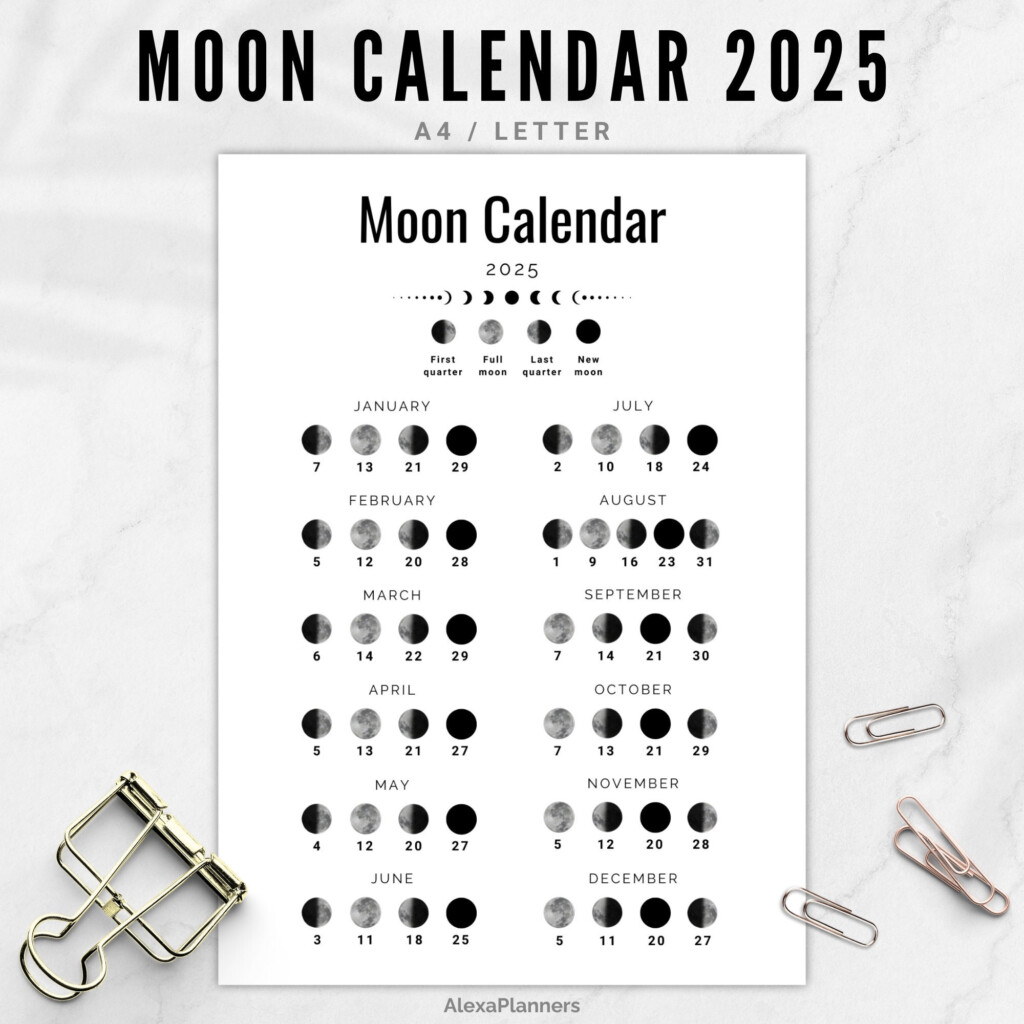 2025 Moon Phase Calendar Printable Calendars 2025