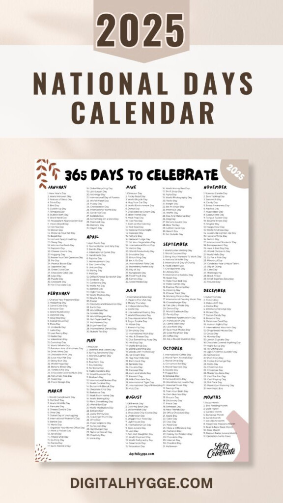 2025 National Day Calendar