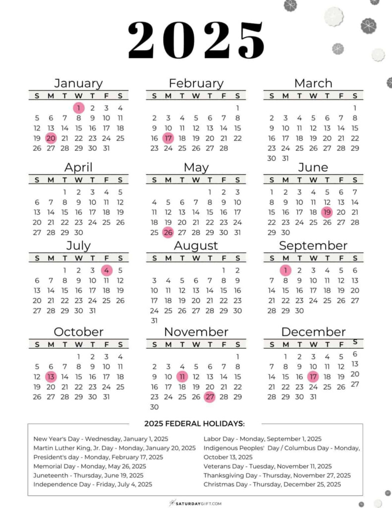 2025 National Holidays Calendar Christina N Andreasen