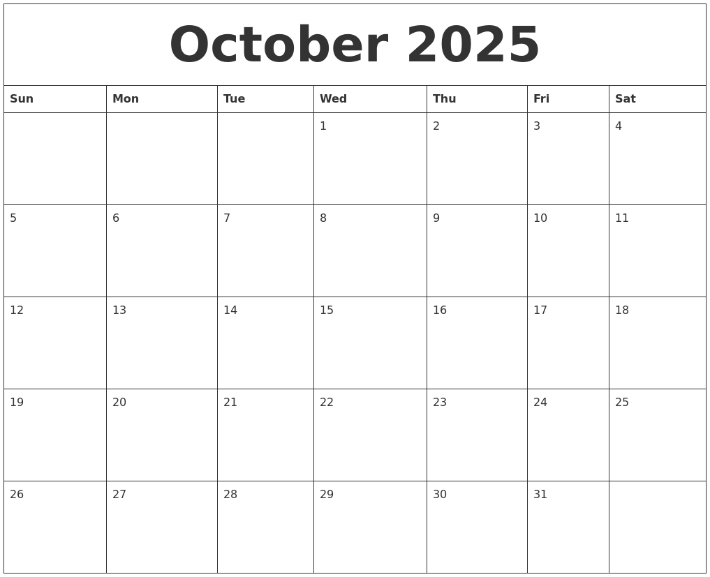 2025 October Calendar Printable Free Pdf Download Word Alexander K Skov