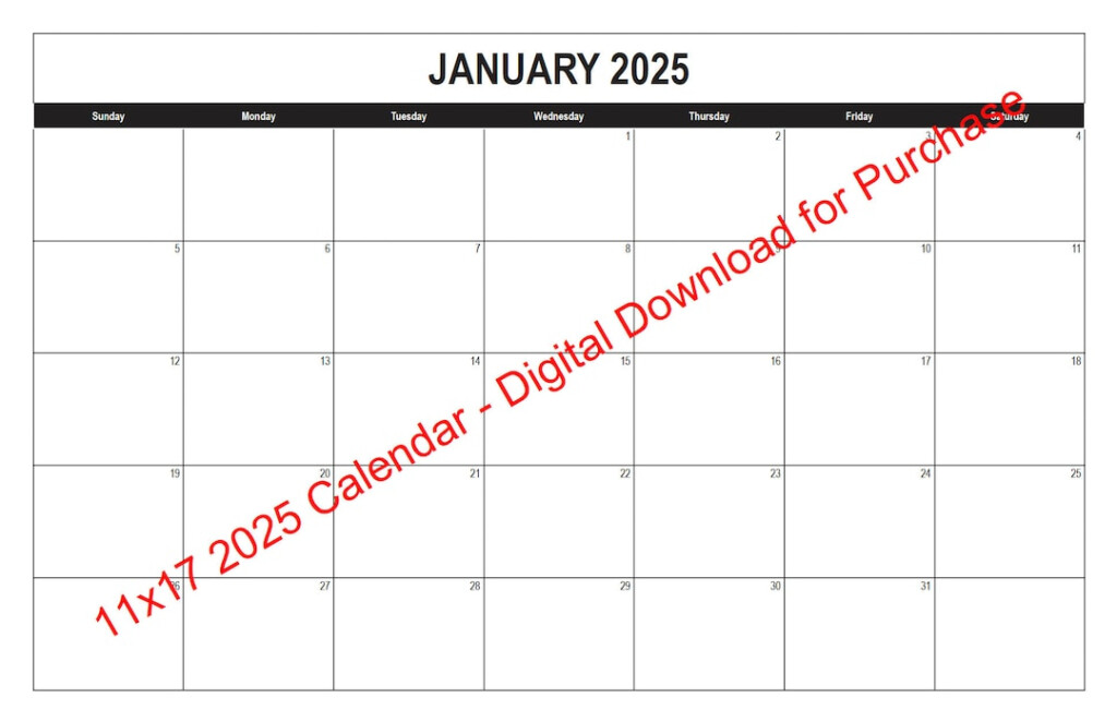 2025 Printable Calendar 11x17 Digital Download Printable Etsy