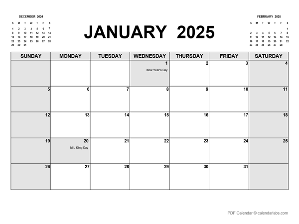 2025 Printable Calendar PDF Free Printable Templates