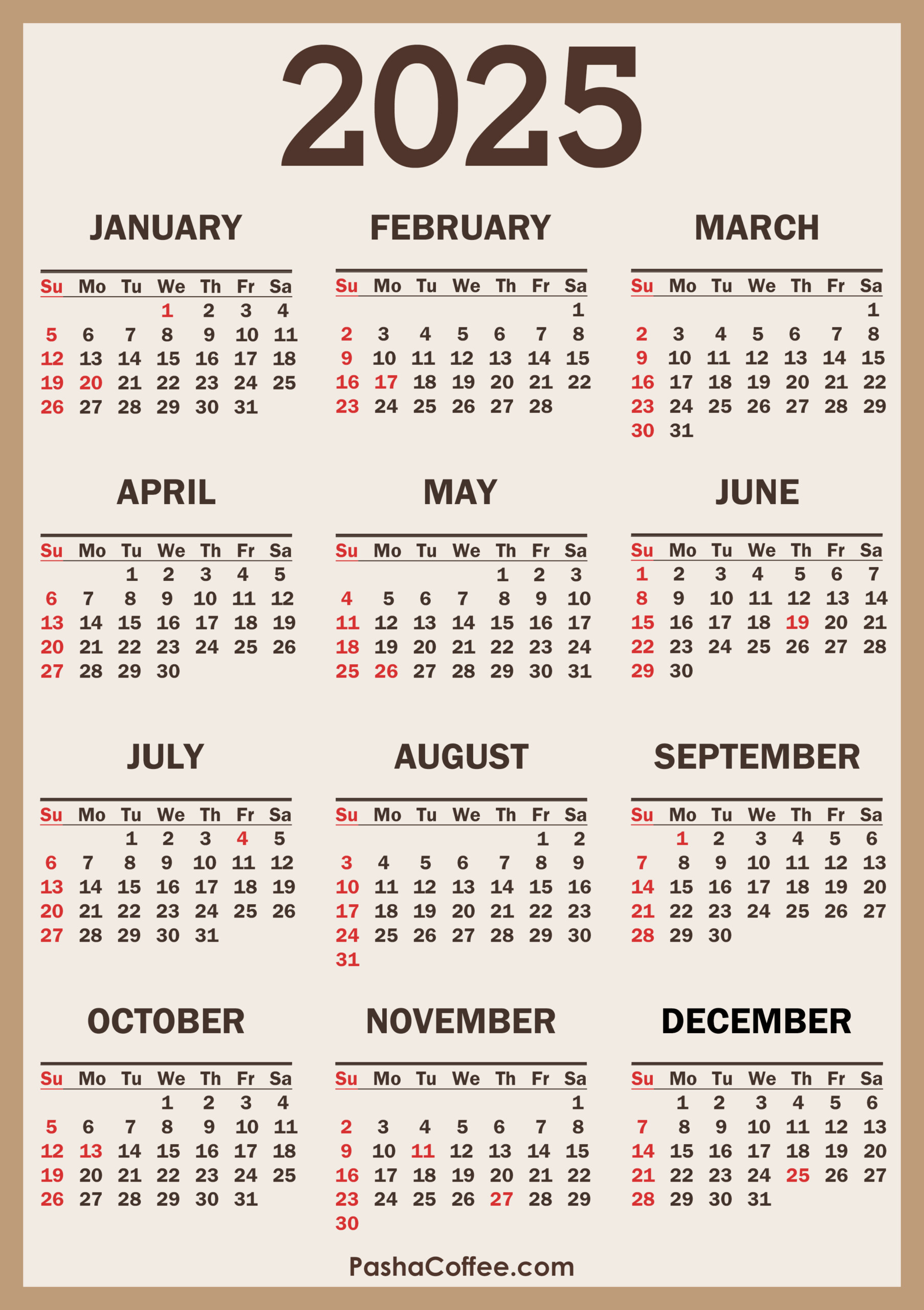 2025 Printable Calendar With Holidays Pdf Download Full Screen Alma C