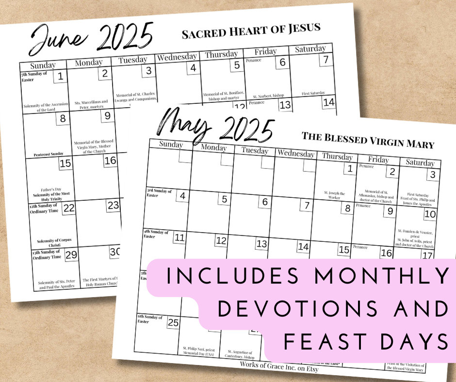 2025 Printable Catholic Monthly Calendar Liturgical Calendar With 