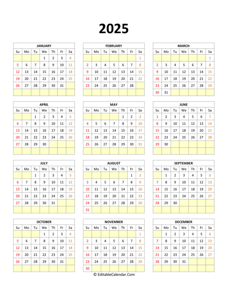 2025 Printable Editable Calendar Phoenix Rose